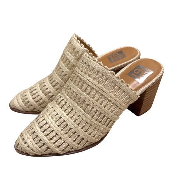 DV Dolce Vita Womens Beige Woven Raffia Mules With Block Heel Size 9 - Picture 5 of 7